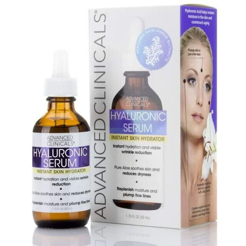 Advanced Clinicals Hyaluronic Acid Face Serum Rare Marine Extracts 1.75 Fl Oz - Picture 1 of 9